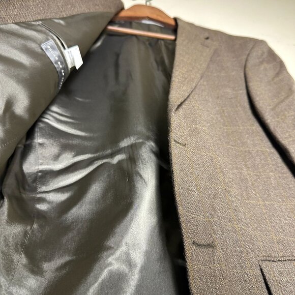 Oscar De La Renta Wool Blazer Coat Jacket Men 40R Brown Prep Minimal Work Formal - Picture 7 of 15